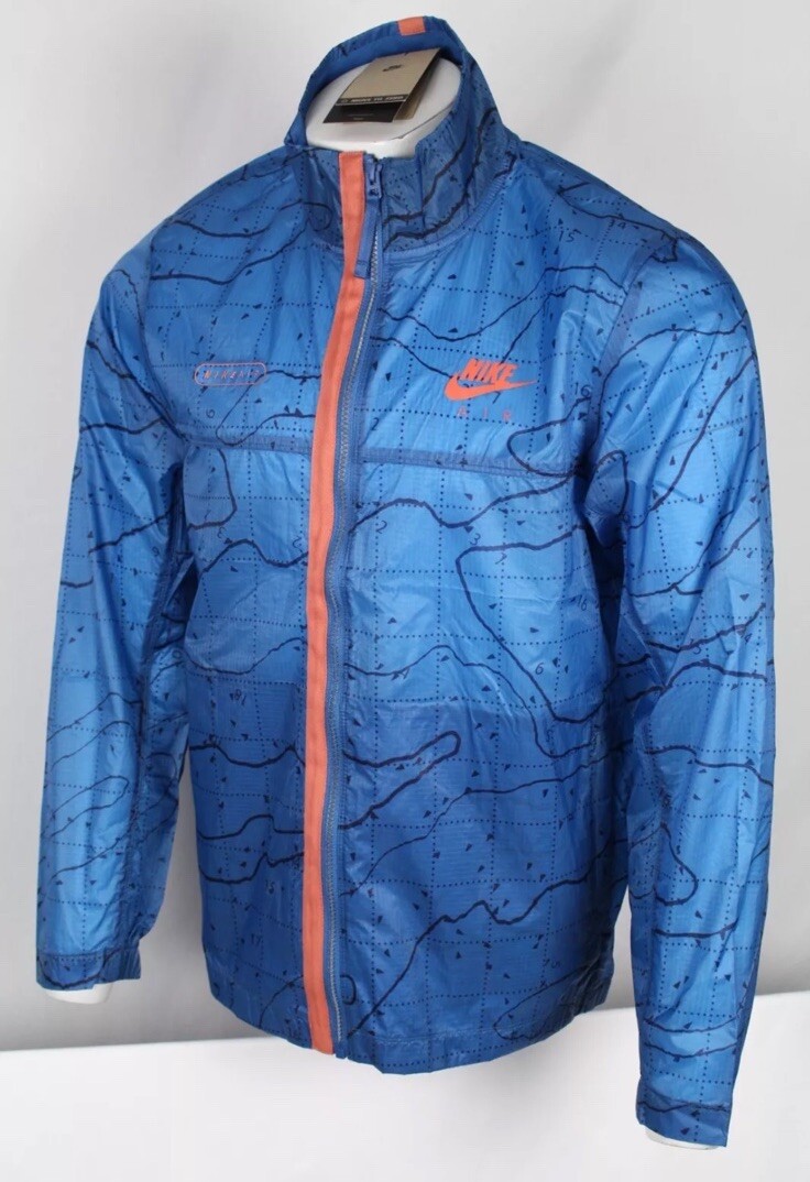 Nike Air Woven Unlined Jacket Men Size L Print Blue DN2112-407