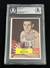 ERNIE BECK 1957 TOPPS ROOKIE SIGNED AUTOGRAPHED CARD BECKETT BAS AUTHENTIC