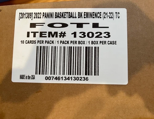 2021-22 PANINI EMINENCE NBA BASKETBALL FOTL  SEALED NEW HOBBY CASE BOX Per 1/1