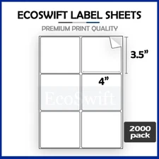 (12000) 4 x 3 1/3 EcoSwift Laser/Ink Address Shipping Adhesive Labels 6/sheet