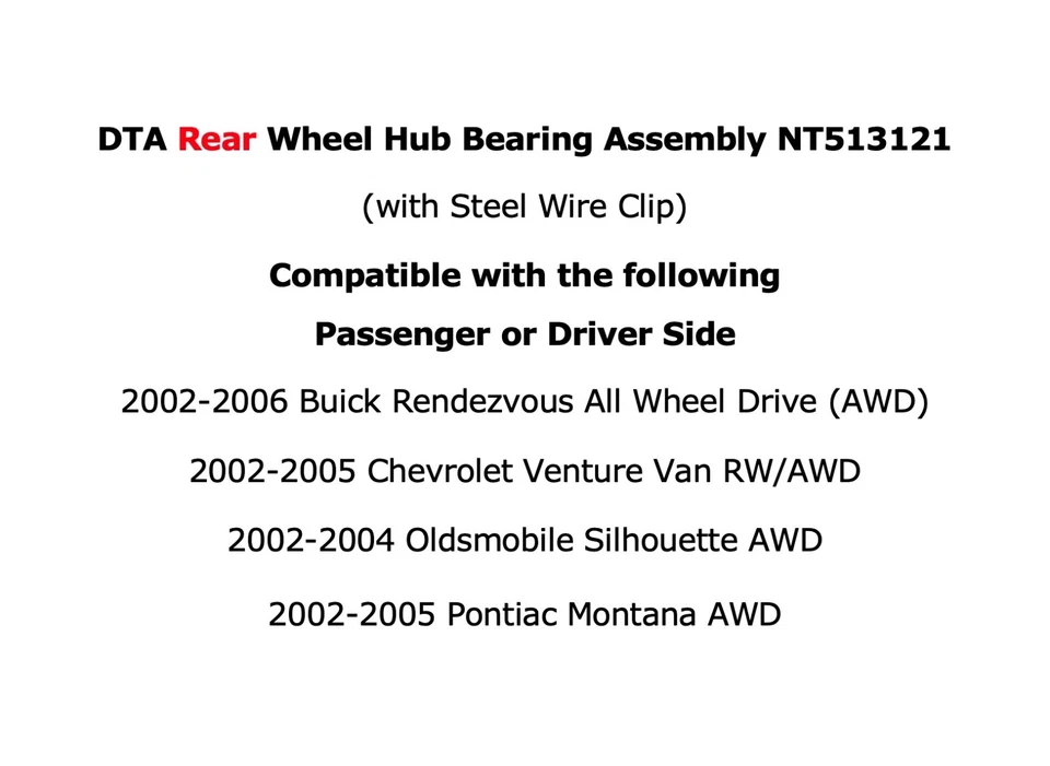 2 Wheel Hub Bearing Assembly w/ Steel Wire Clip ABS 5 studs Fit GM cars NT513121 - Image 3 of 4