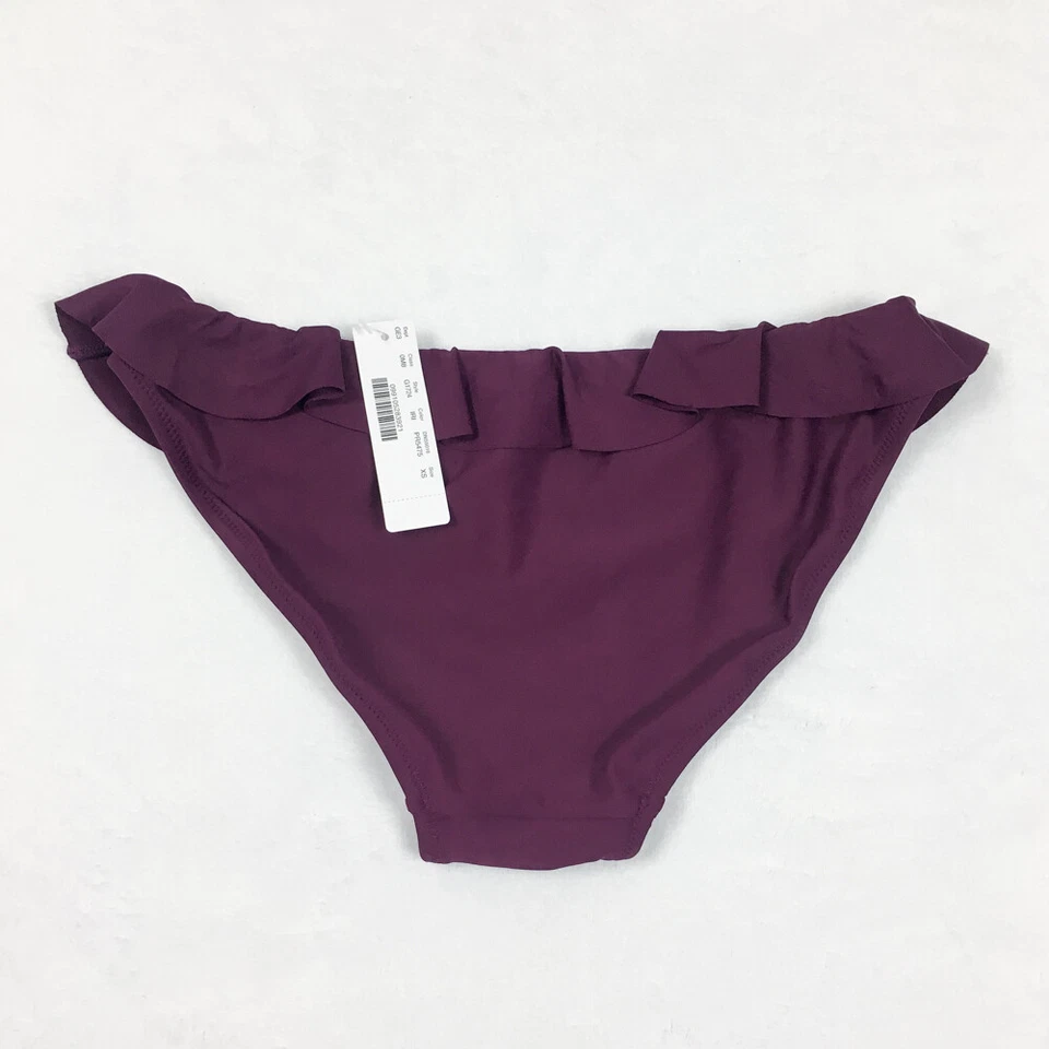 Nuevo con etiquetas Traje de baño para mujer J Crew parte inferior de bikini púrpura con volantes talla XS descarado Foto 2 de 3