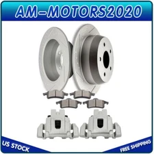 Rear Brake Calipers Rotors & Ceramic Pads Set For 1999-2004 Jeep Grand Cherokee