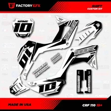 White & Gray Crf110 Shift Racing Graphics kit fits Honda 2019-2025 decal 19-25