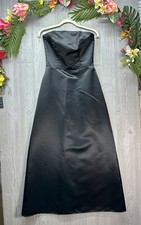Bill Levkoff Classic Dress Gown Prom Wedding Satin Long Black Size 6 Sweetheart