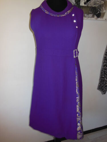 Pur vintage robe ancienne violet et or boutons superbes 38/40 B5 - Afbeelding 1 van 11