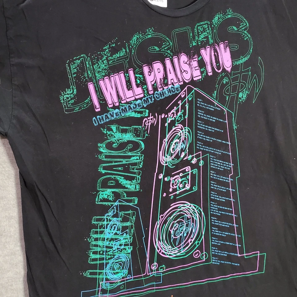 Camiseta de hombre vintage NOTW 2XL negra Jesús te alabaré camiseta gráfica Foto 2 de 4