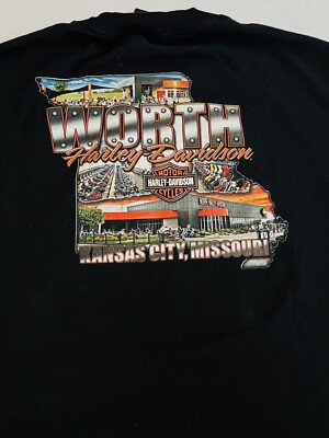 VTG 2015 Harley Davidson Men's XL Black Tee~Worth HD~Kansas City