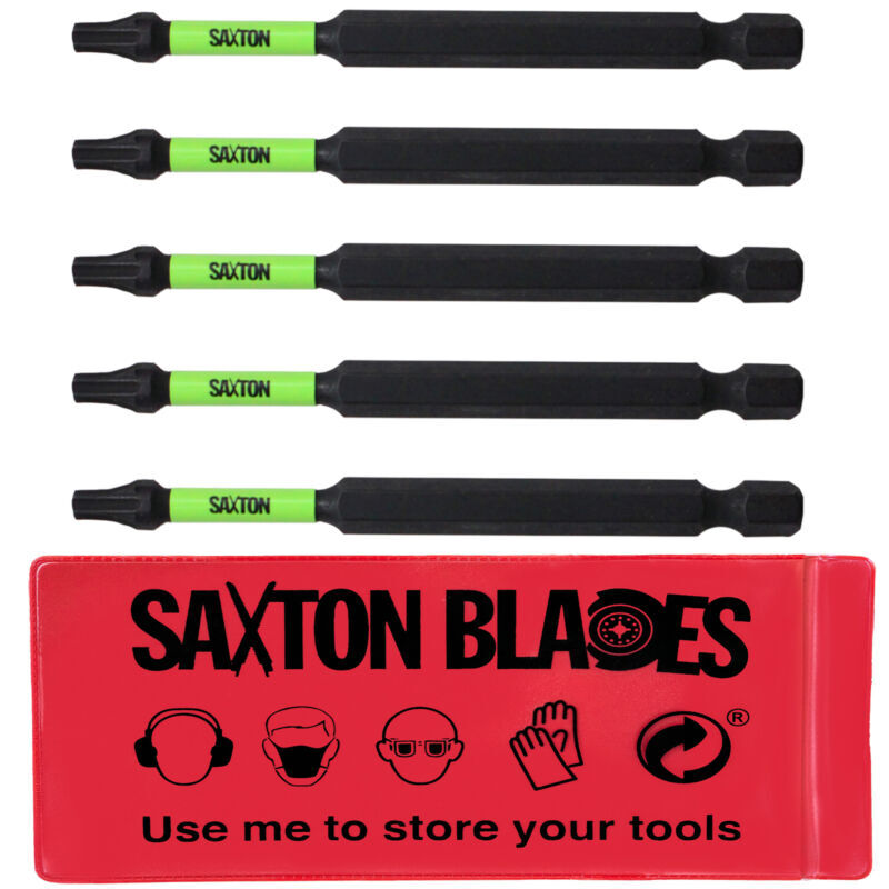 Saxton 5 x 89mm Torx TX20 Magnetic Impact Screwdriver Driver Bits Set