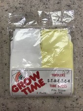 Two PAIR VINTAGE NOS Grow Time Toddler Socks - White  Yellow - 4-7.5 Fast Ship