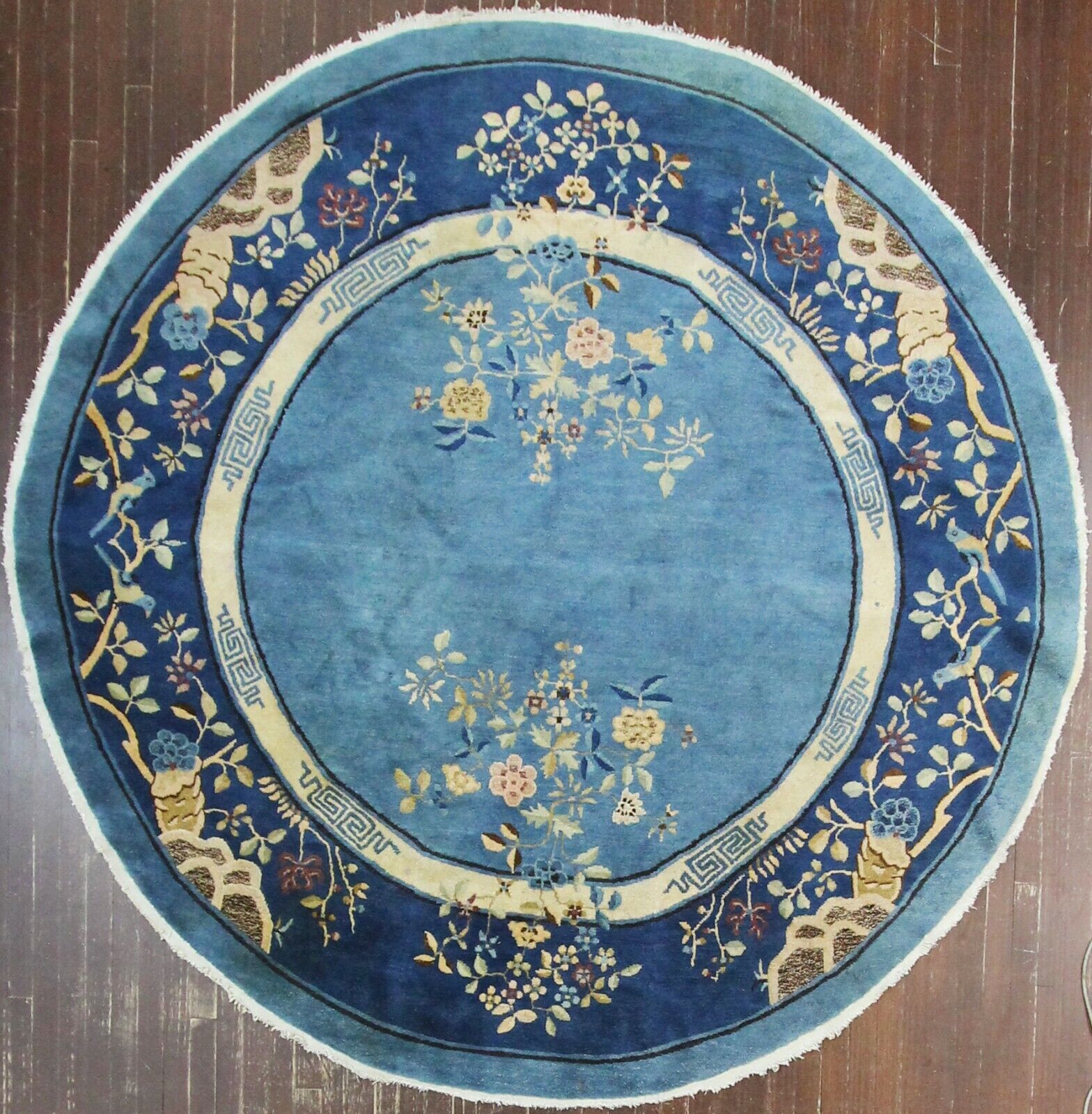 Antique circular Art Deco/ Peking Rug 7'8" x 7'8", #17184, As Is