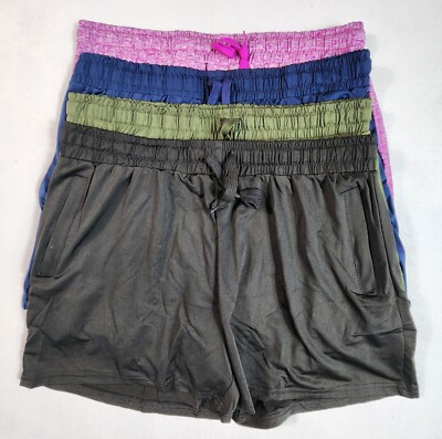 4 Pack Real Essentials Dry Fit 7'' Bermuda Shorts Women's Size Small