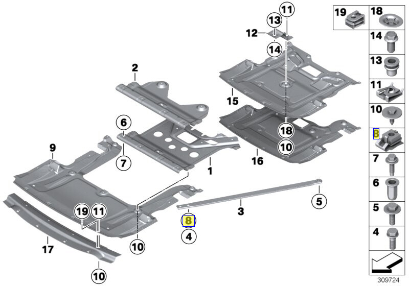 BMW Body Chassis Clip Nut Bracket Fixing M10 x 1.5 mm 31106779393 