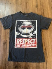 Vintage South Park Shirt Mens Black Respect My Authority Cartman Size Small