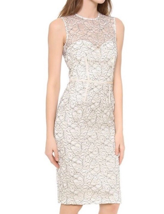 JILL Jill Stuart Sleeveless Lace Sheath Dress White and Black Sz