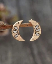 Anthropologie Celestial Earrings Moon Gold Silver Boho Hammered Rose Stud CZ