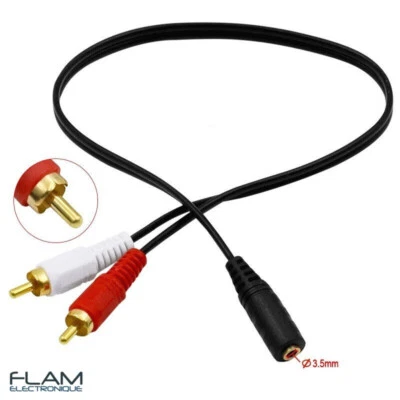 Cable adaptateur Audio Stereo 40cm Jack Female to 2x RCA Male Cable adapter - Photo 1/4