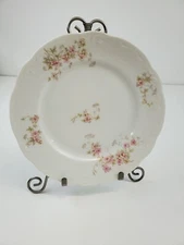 O.P.CO. Syracuse China Pink Flowers with Gold Trim Plate 8 3/4"