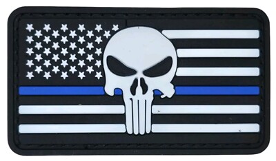 Placa Frontal Delgada Azul Punisher (Thin Blue Line) Para Coche, Policía, Estilo Americano