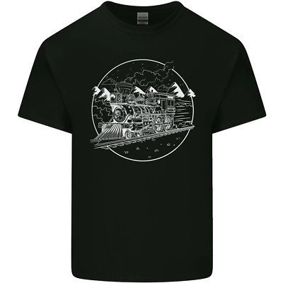 White Locomotive Steam Engine Train Spotter Mens Cotton T-Shirt Tee Top