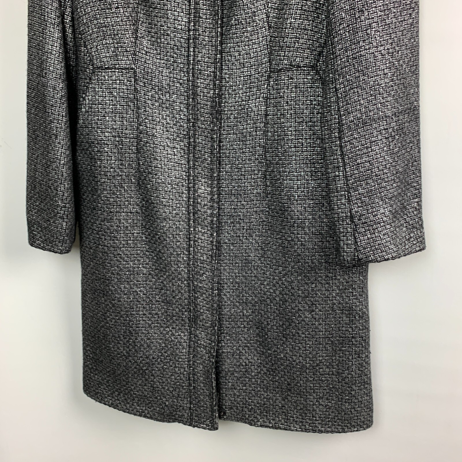 ALTRA Cappotto Calvin Klein nero argento supporto colletto zip bottoni a pressione tasche foderato taglia 6