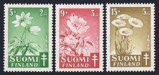 Finland B98-B100, MNH. Michel 365-367. Prevention of tuberculosis,1949. Flowers.