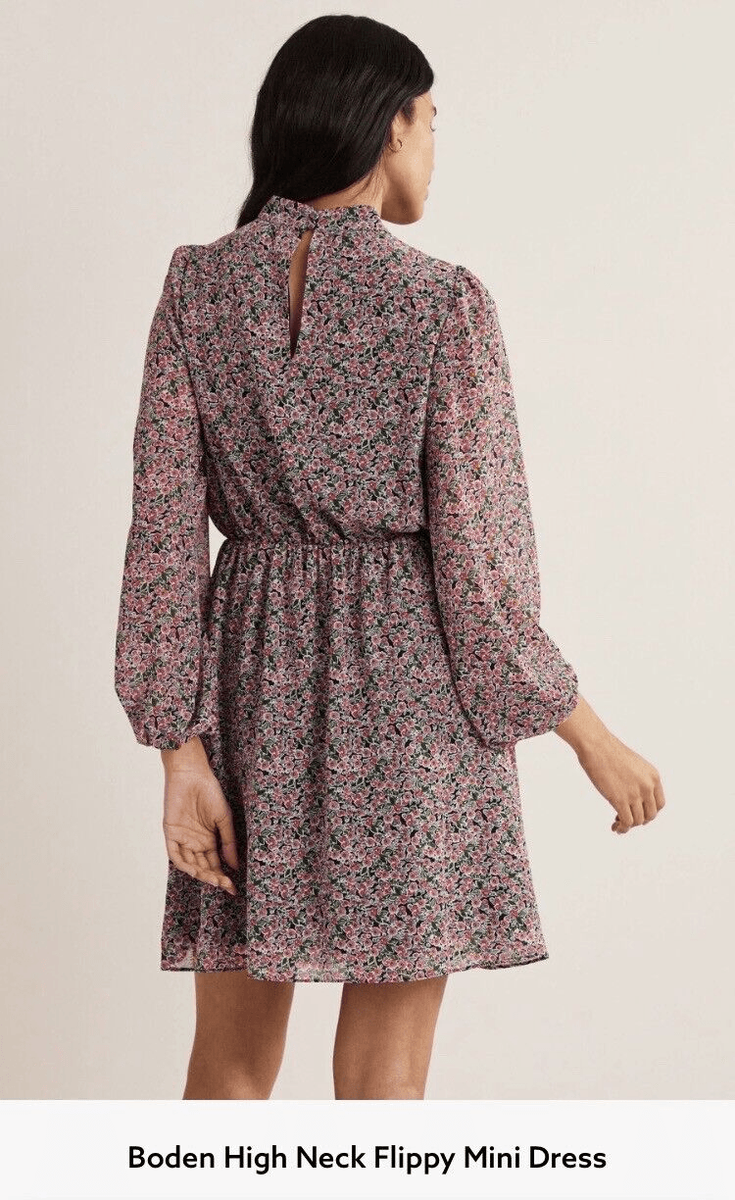 New Boden High Neck Flippy Mini Dress Size 16-18 | eBay