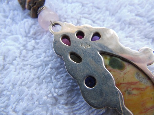 Sajen Multi Gemstone Butterfly Necklace Sterling - Picture 11 of 12