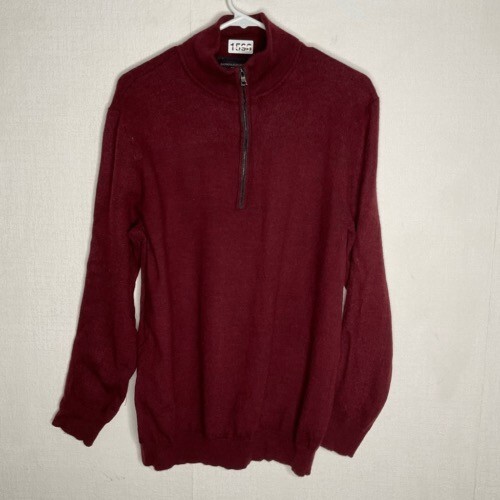 Banana Republic Mens Size XL Burgundy Merino Wool Knit 1/2 Zip Pullover Sweater - Picture 1 of 9