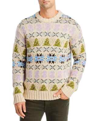 NN07 L71509 Mens Ecru Multi Stein Holiday Crewneck Sweater Size XL