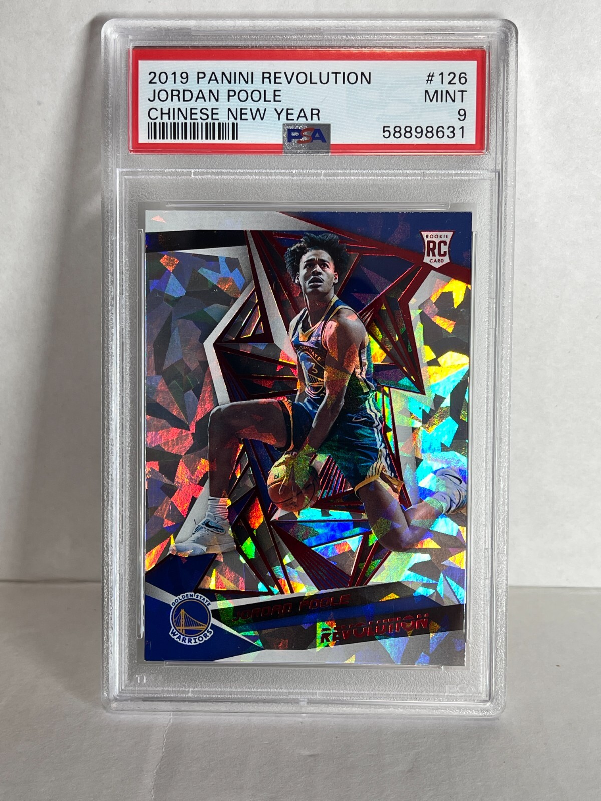 2019 Panini Revolution Chinese New Year Jordan Poole Cracked Ice SP Rookie PSA 9