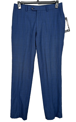 BAR III Dress Pants Mens Size 32x34 Blue Plaid Slim Fit Wool Blend | eBay