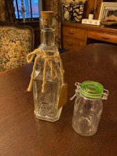 Glass jar and bottle Great for spices, oils, liquers, etc. Excellent