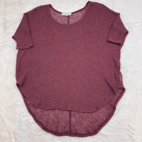 Leichter High-Lo Kurzarm Pullover Damen XS weinrot - Bild 3 von 7