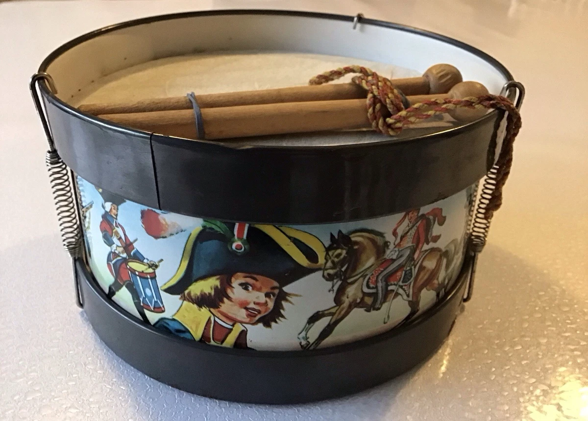 Tambour Jouet En Étain URSS - Années 70 - Objet Vintage Déco Milieu Du Siècle
