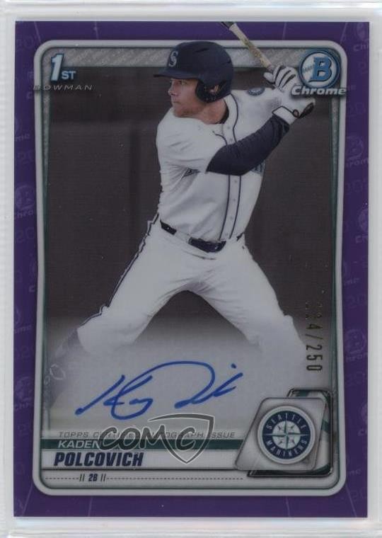 2020 Bowman Draft Chrome Picks Purple Refractor /250 Kaden Polcovich Auto 0p10