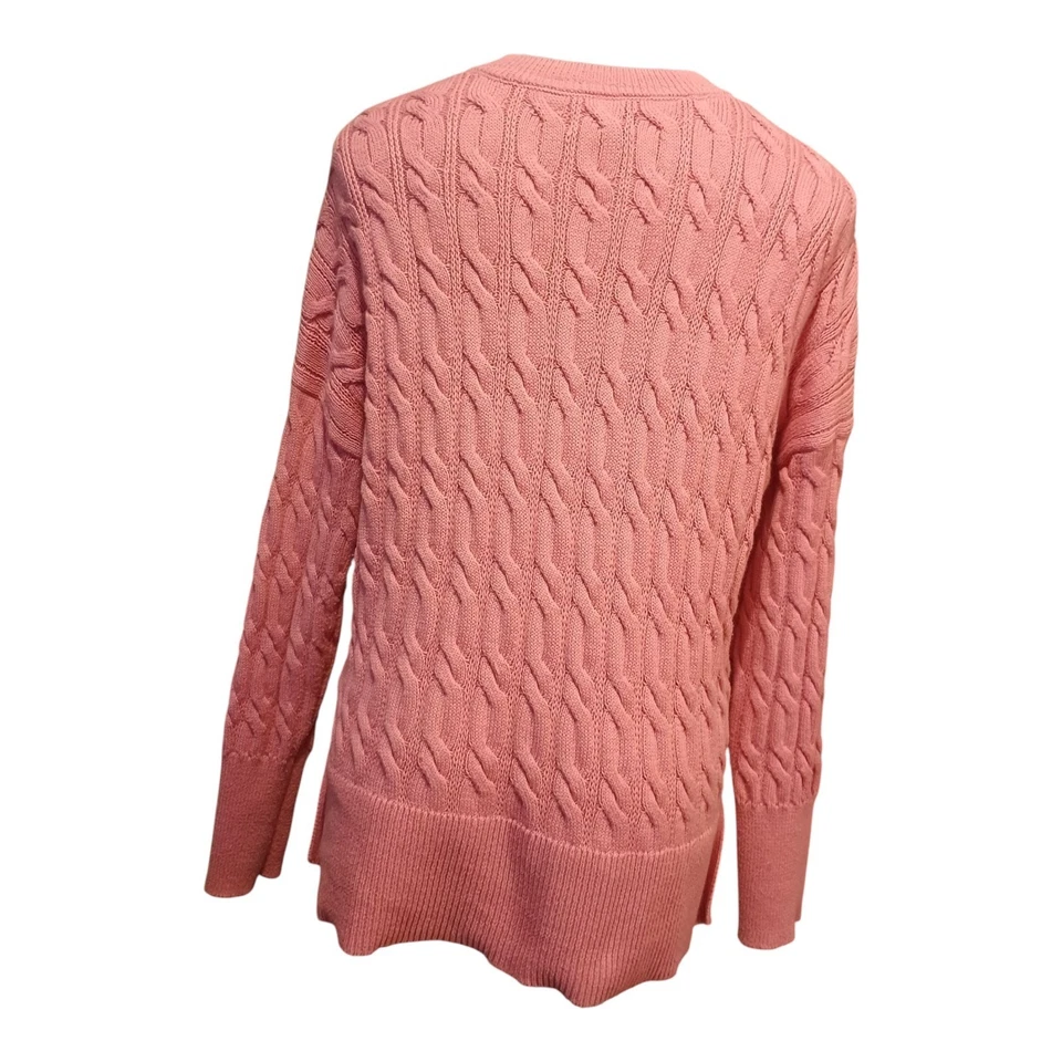 Suéter Jones New York Tejido por Cable Rosa Rubor Cuello en V Manga Larga Para Mujer Talla XL Foto 4 de 4