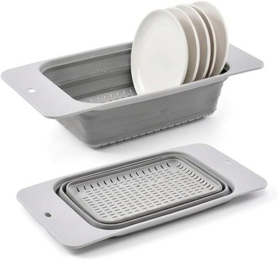 Collapsible Colander   Space Saving Silicone Kitchen Strainer, Over The Sink ...