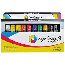 Daler Rowney System3 Art Acrylic Paint Introduction Set, 10 x 22ml Tubes