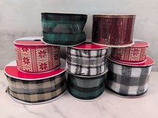 Lot of 8 Rolls Buffalo Plaid Snowflake Christmas Celebrate It Ribbon NEW