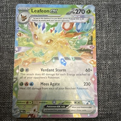 Pokemon Leafeon ex Tera Holo Double Rare 006/131 Sv Prismatic Evolutions 270 HP