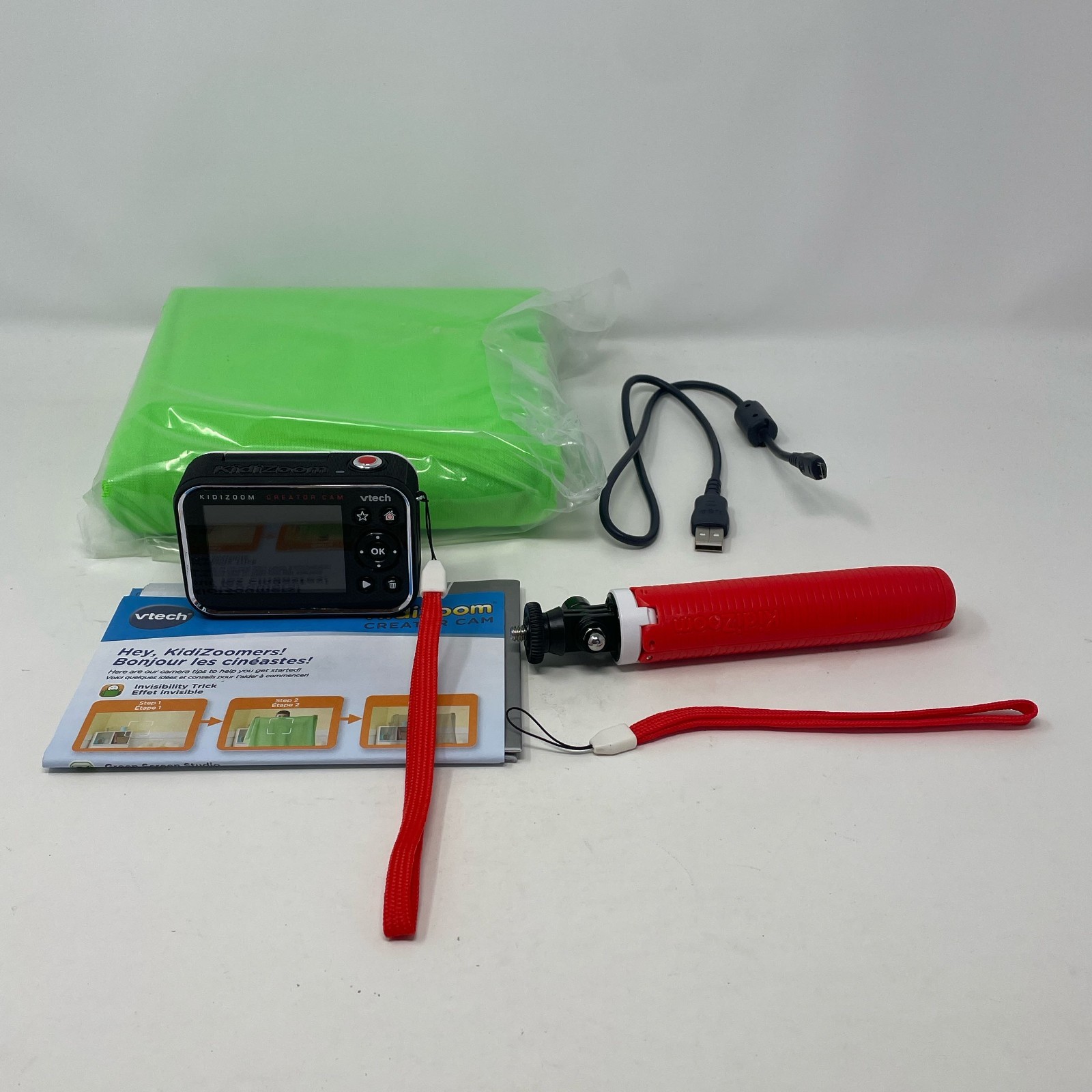 VTech KidiZoom Creator Cam Red w/ Green Screen & Tripod