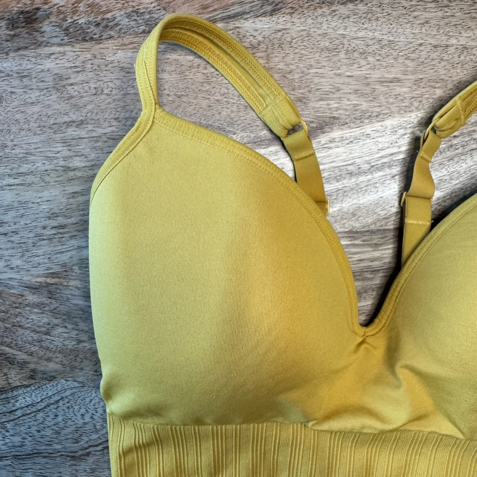 Sujetador Athleta Abrazo Mujer XS Amarillo Acolchado Correas Ajustables D-DD Yoga Atlético Foto 2 de 4