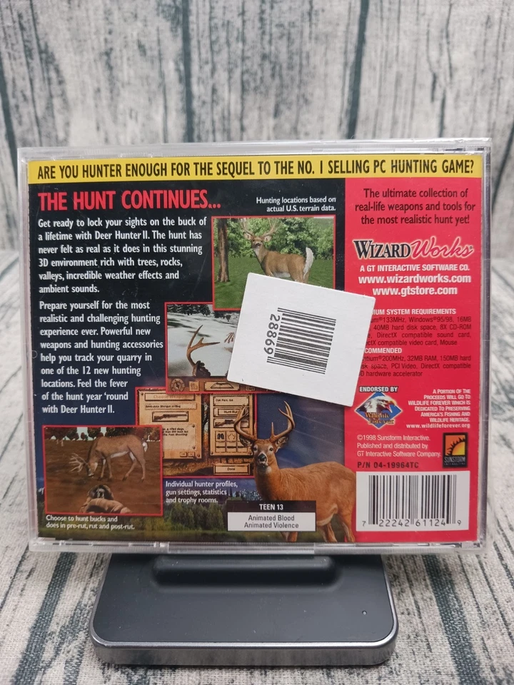 Deer Hunter II 2 The Hunt Continues Hunting PC Video Game 1998 - Brand New - Image 2 of 2