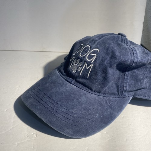 Dog Mom Hat Strap Back Blue White Embroidered Spellout Dog Whisperer - Picture 2 of 11