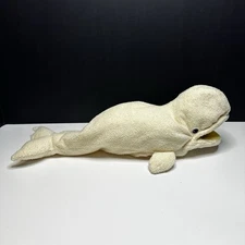 Vintage Folkmantis Beluga White Whale Hand Puppet Plush Stuffed Toy Rare HTF