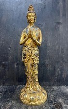 alte chinesische Kwan Yin Guan Yin Boddhisattva Statue Bronze restvergoldet 50cm
