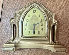 Cathedral Arch Antique Art Deco Clock Gold Metal 208 Pat Appd For 5" Not Working