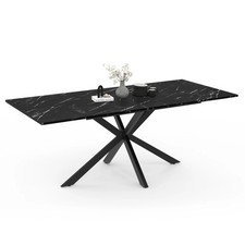 Table à manger extensible rectangle ALIX 6-10 personnes pied araignée noir et pl