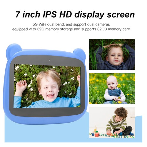 Blue UK Plug 7in Kids Tablet 2G RAM 32G ROM Cartoon Bear Shape Tablet For An NEW - Afbeelding 10 van 12